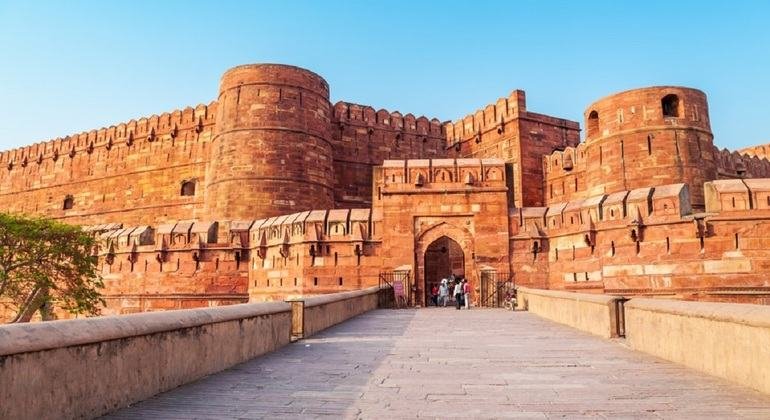 Agra Fort's main gate at sunset